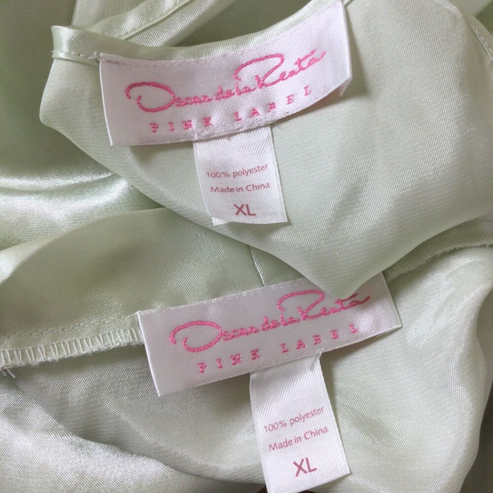 Oscar De La Renta Womens Logo Belted Satin Robe With Gown Set Green Size XL - Picture 16 of 16